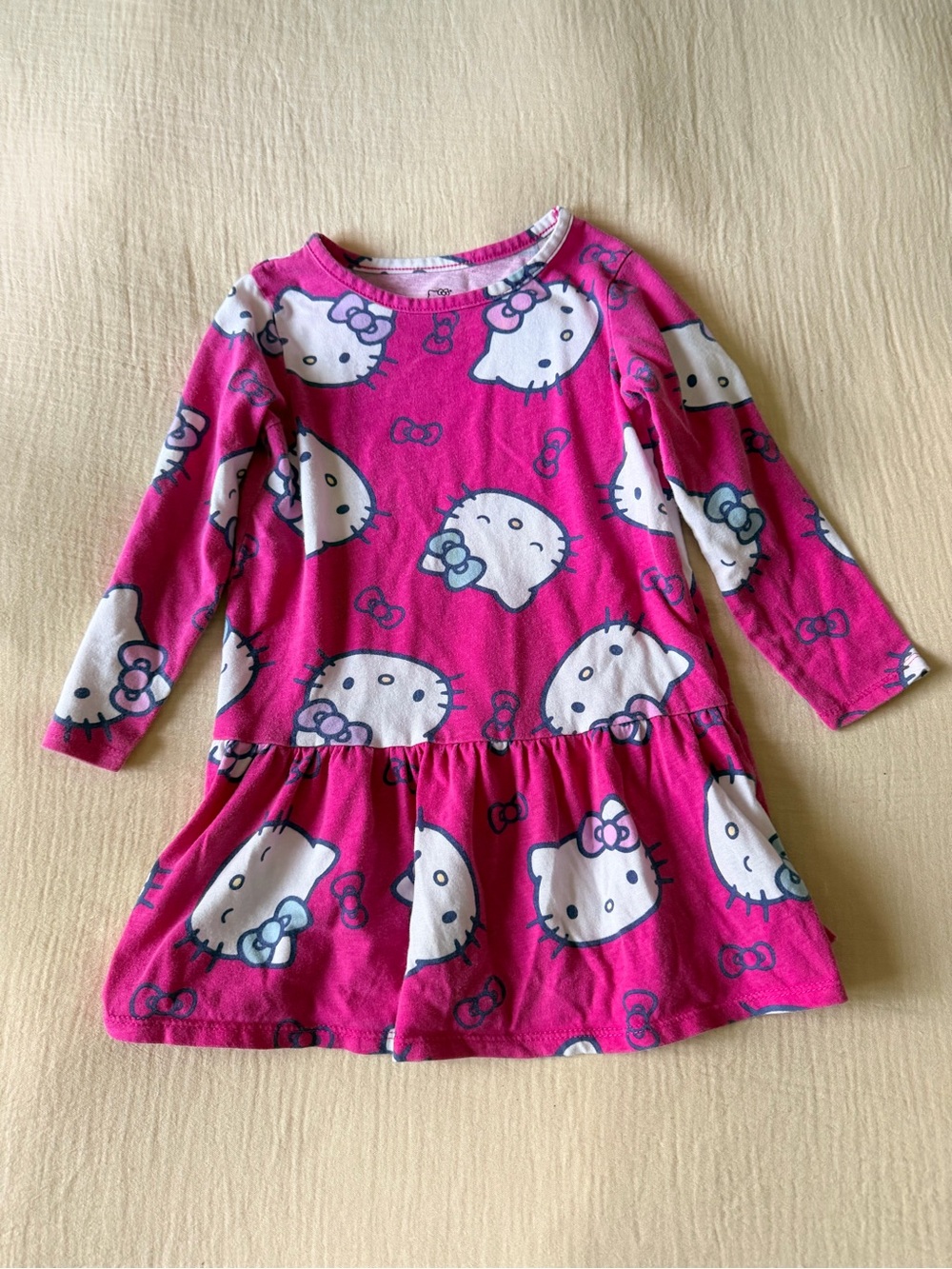Hello Kitty Hot Pink and White Long-Sleeve Knit Dress